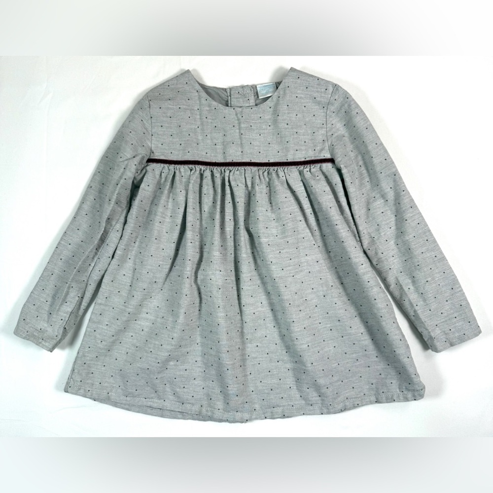 EDGEHILL COLLECTION Girls Polka Dot Long Sleeve Dress 4T Classic Cottagecore